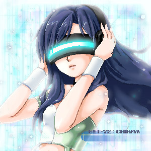 1girl, bare_shoulders, blue_hair, cool_&amp;_sexy_(idolmaster), covering_own_ears, female_focus, head-mounted_display, headphones