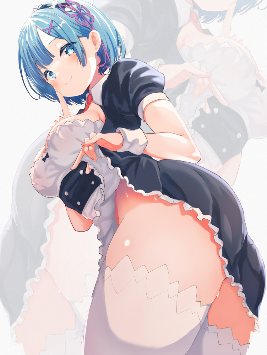 1girl, absurdres, ass, black_dress, blue_eyes, blue_hair, blunt_bangs, breasts