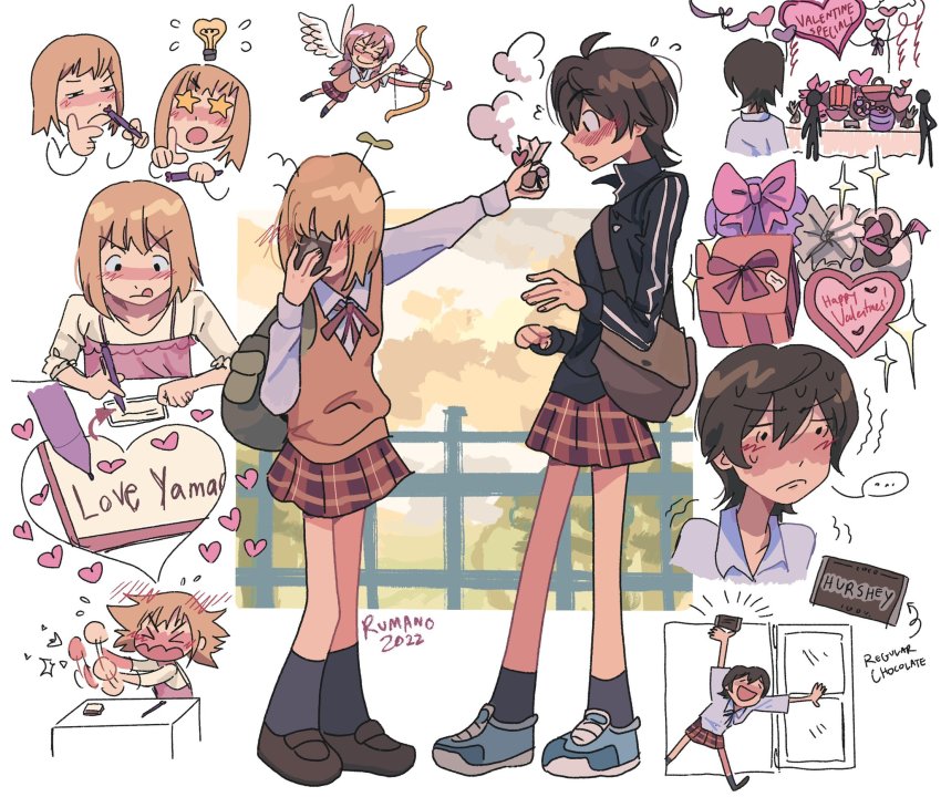 2girls, asagao_to_kase-san, english_text, highres, kase_tomoka, multiple_girls, therumano, yamada_yui