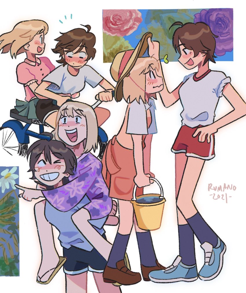 2girls, asagao_to_kase-san, hat, highres, kase_tomoka, multiple_girls, therumano, yamada_yui