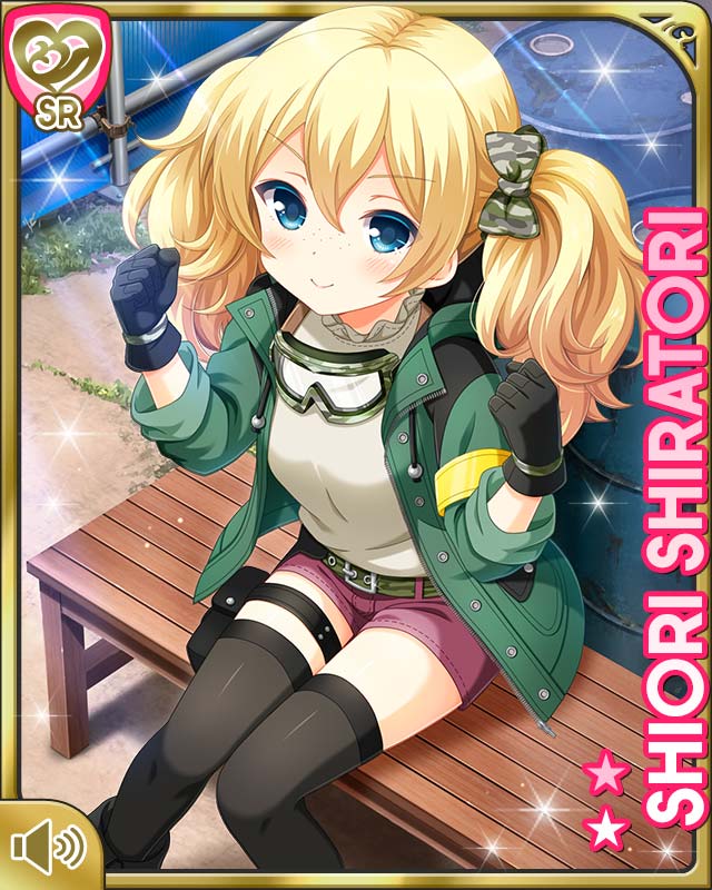 1girl, airsoft_gun, aqua_eyes, black_gloves, black_thighhighs, blonde_hair, blue_eyes, blush