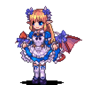 1girl, alice_(monster_girl_encyclopedia), animated, animated_gif, blonde_hair, blue_eyes, bow, clothes_lift, curtsey, demon_girl, demon_tail, demon_wings, dress, exet, female_focus, frills, full_body, holding_own_skirt, horns, kenkou_cross, lowres, monster_girl, monster_girl_encyclopedia, one_eye_closed, pixel_art, pointy_ears, ribbon, short_dress, skirt, skirt_lift, smile, solo, standing, tail, thighhighs, transparent_background, white_thighhighs, wings, wink, zettai_ryouiki