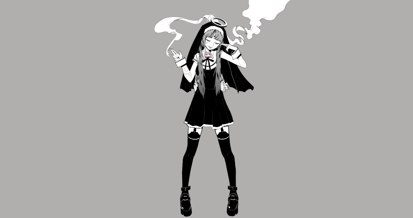 1girl, absurdres, aimaina, bandaged_arm, bandages, bandaid, bandaid_on_face, black_nails