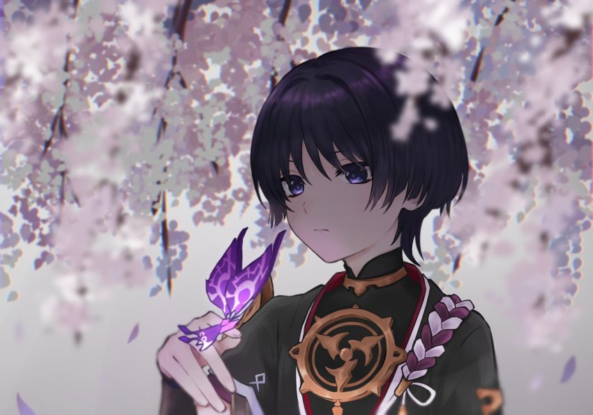 1boy, armor, crystalfly_(genshin_impact), genshin_impact, ij_xcm4o, japanese_armor, japanese_clothes, kote