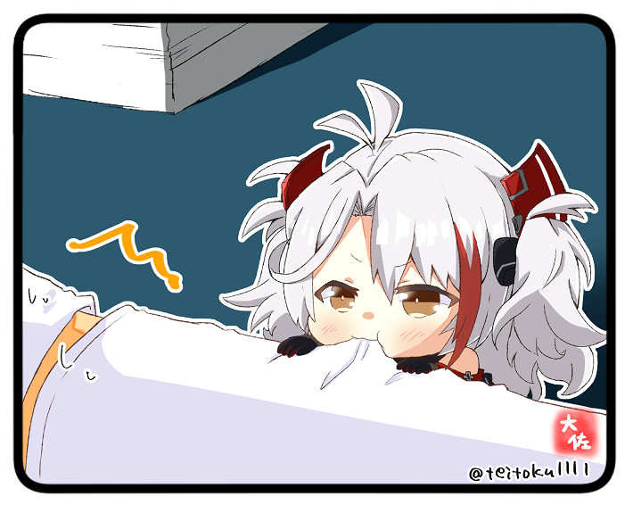 1boy, 1girl, antenna_hair, azur_lane, black_gloves, brown_eyes, commander_(azur_lane), commentary_request