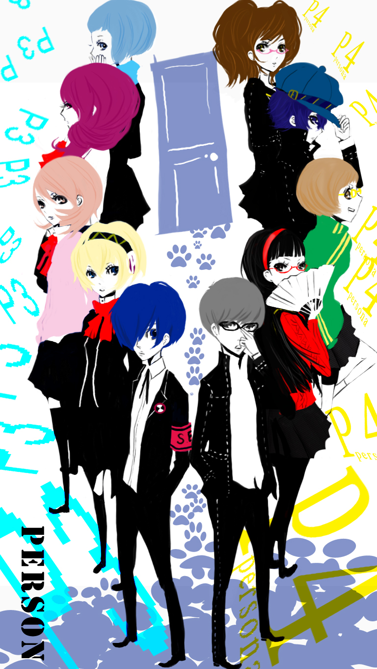 2boys, 6+girls, aigis_(persona), amagi_yukiko, atlus, highres, kirijou_mitsuru, kujikawa_rise