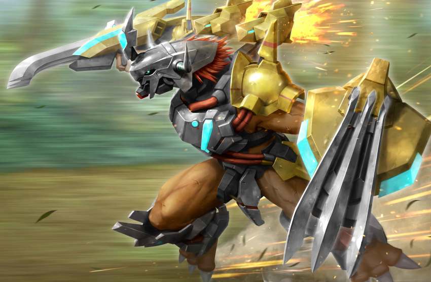 absurdres, armor, claws, commentary_request, digimon, digimon_(creature), digimon_adventure, flying