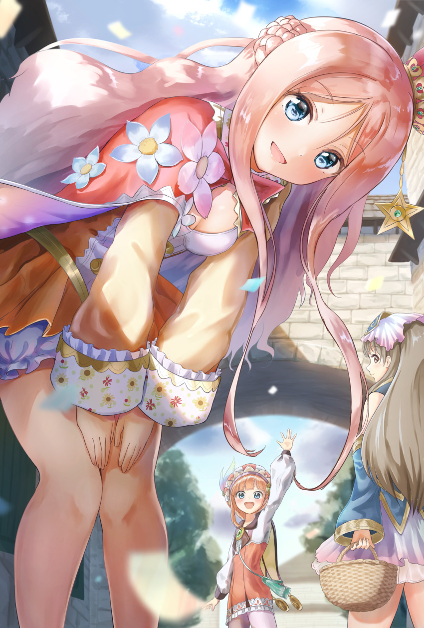 3girls, atelier_(series), atelier_meruru, atelier_rorona, atelier_totori, atyao-299, blue_eyes, blunt_bangs
