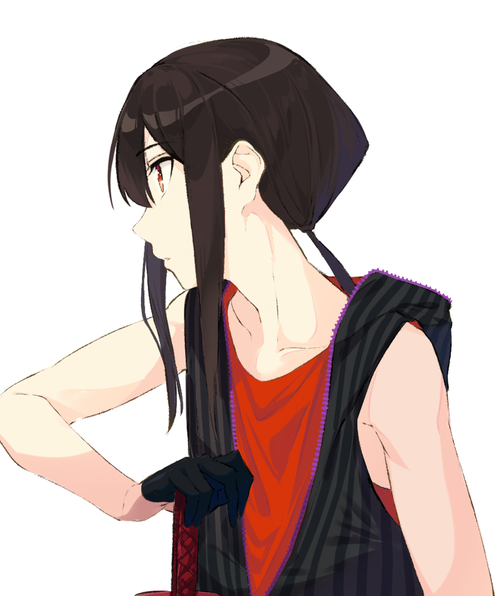 1boy, black_gloves, black_hair, black_vest, coffeekite, collarbone, fate/grand_order, fate_(series)