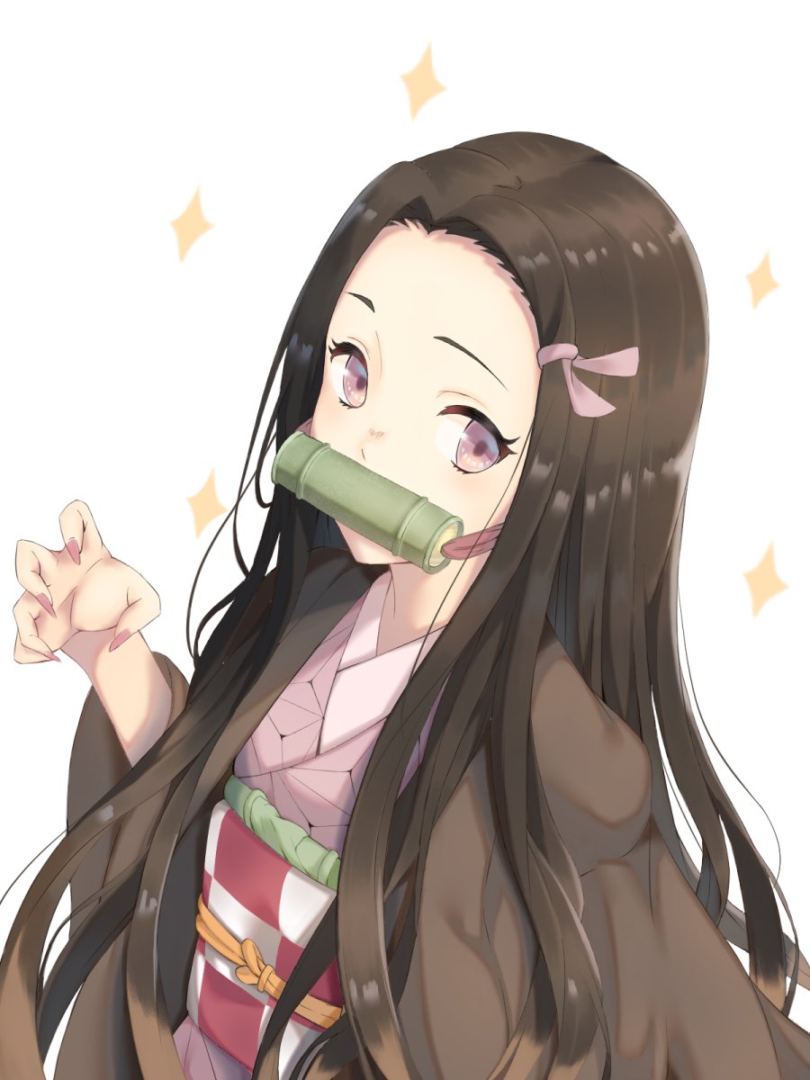 1girl, bit_gag, black_hair, blush, checkered_clothes, checkered_sash, commentary_request, doitsuudon