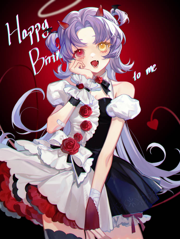 1girl, bandaid, bandaid_on_arm, bare_arms, bare_shoulders, black_bow, black_bowtie, black_dress