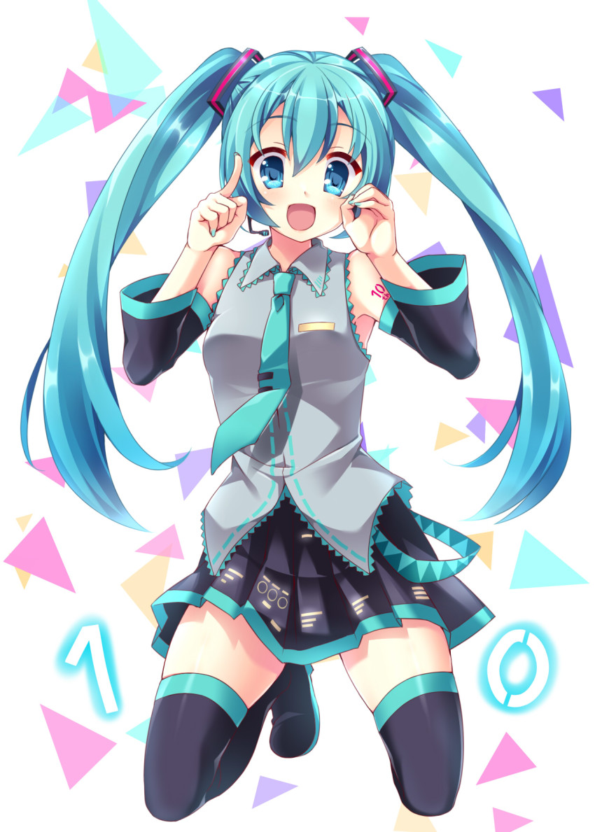 1girl, aqua_eyes, aqua_hair, aqua_nails, aqua_necktie, black_skirt, blouse, boots