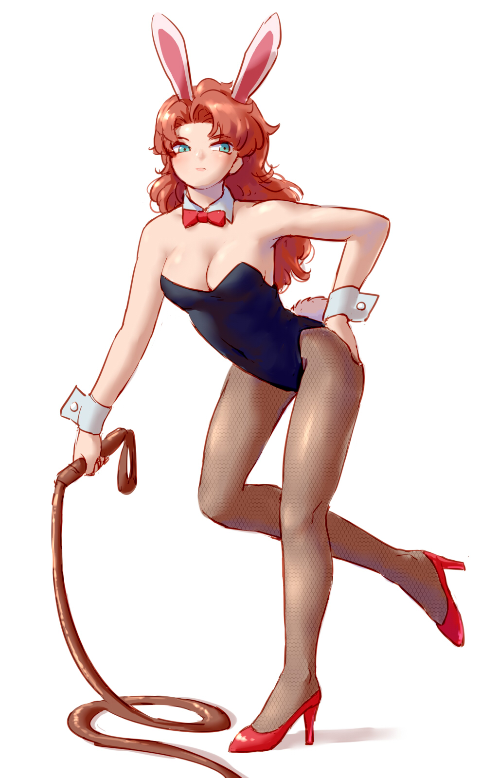 1girl, animal_ears, arinsu_(kodamamaimai), black_leotard, breasts, cleavage, closed_mouth, curly_hair