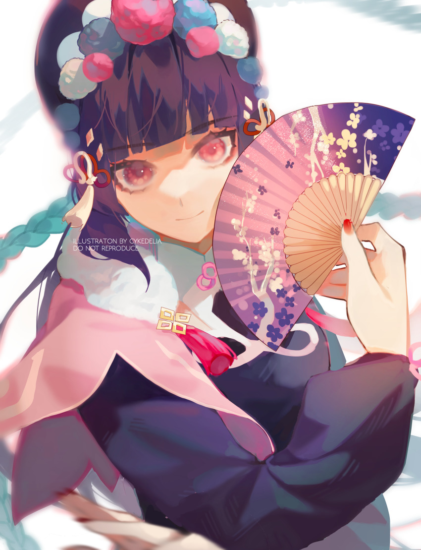1girl, absurdres, artist_name, blunt_bangs, bonnet, capelet, chinese_clothes, closed_mouth