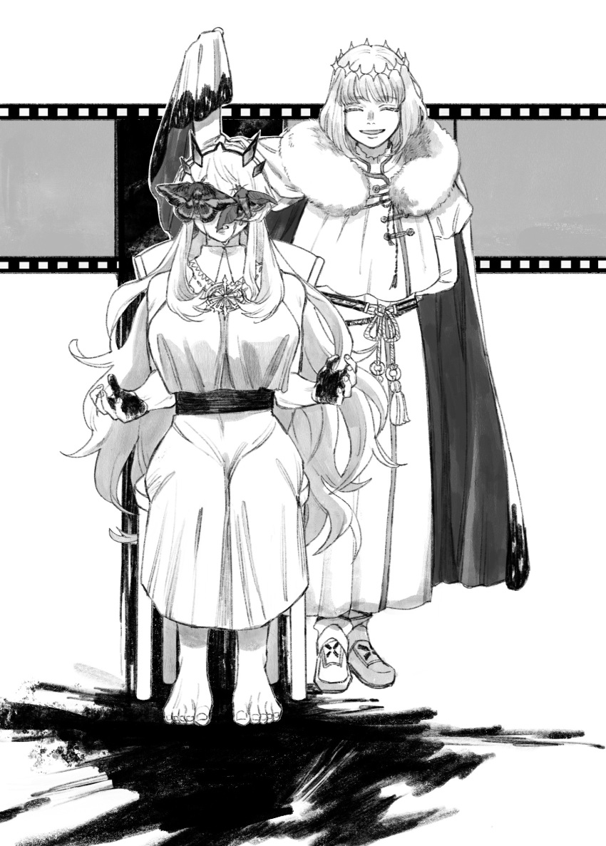 1boy, 1girl, arm_behind_back, barefoot, barghest_(fate), blood, blood_on_hands, bug