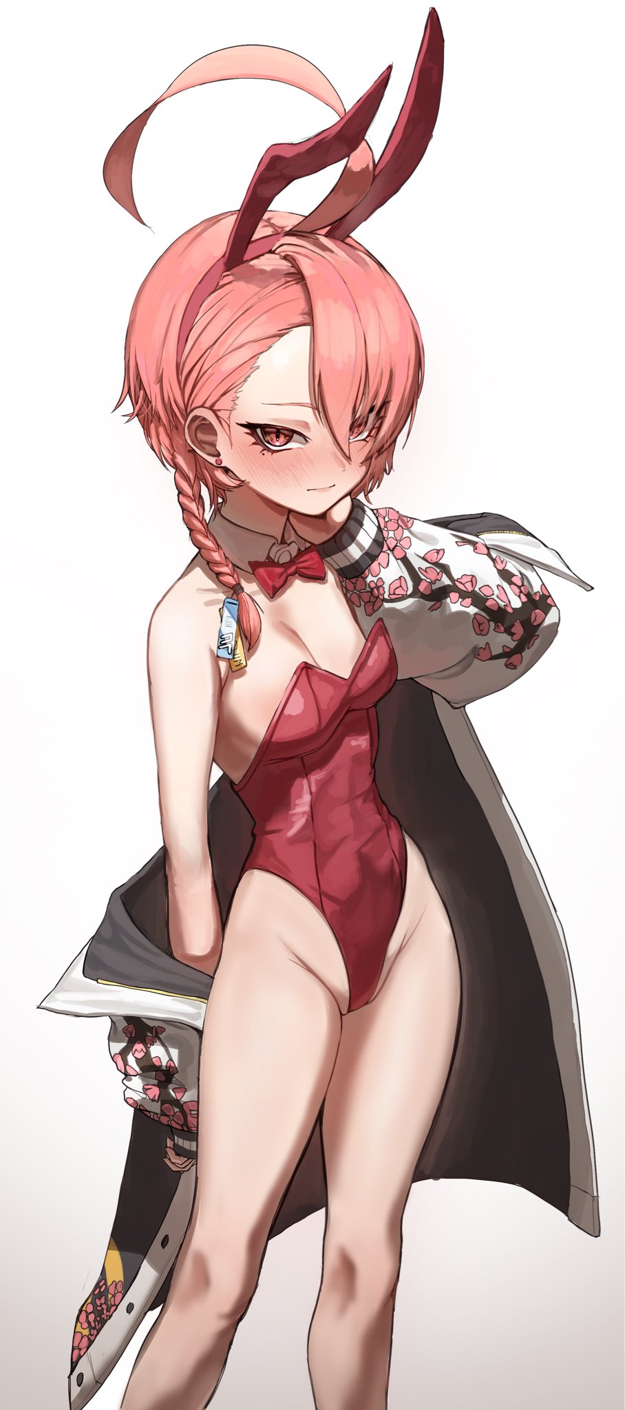 1girl, ahoge, animal_ears, apopo, asymmetrical_bangs, blue_archive, bow, bowtie