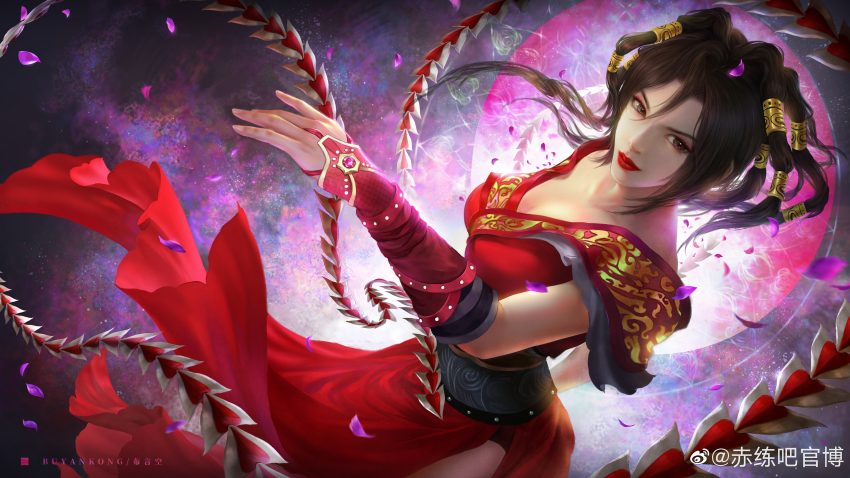 1girl, absurdres, arm_guards, black_hair, chi_lian_(qin_shi_ming_yue), chi_lian_qiju_zhu, dress, multiple_expressions