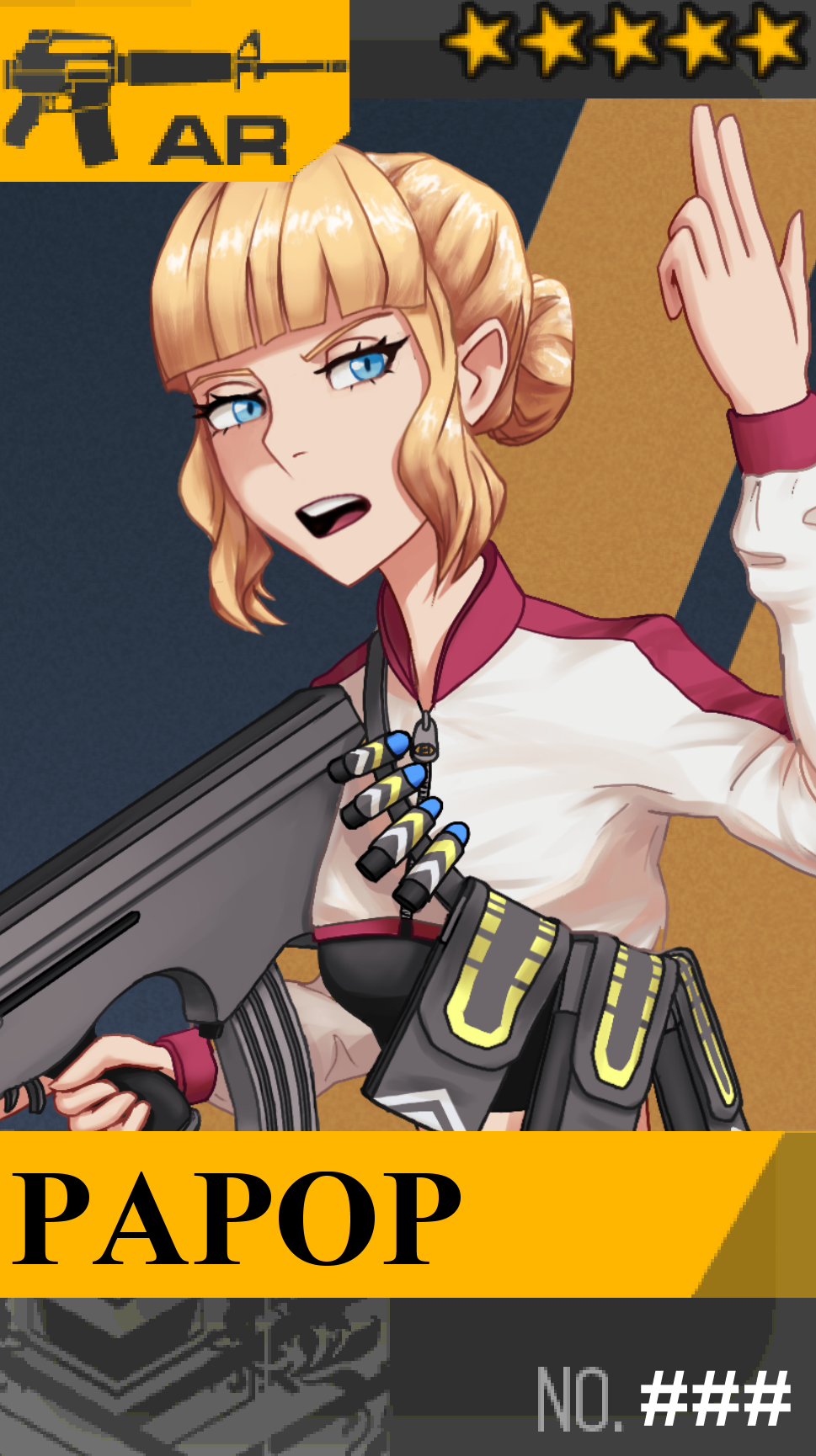 1girl, 35mm_grenade_(papop), airburst_grenade_launcher, airburst_round, ammunition, anti-materiel_cartridge, assault_rifle, ben-the-shrubber, blonde_hair, blue_eyes, bullpup, cannon_cartridge, euroimpact, explosive, explosive_weapon, fn_herstal, fragmentation_grenade, fragmentation_warhead, giat_industries, girls'_frontline, grenade, grenade_cartridge, grenade_launcher, gun, high-explosive_cartridge, highres, lacroix_defense, long_gun, military_cartridge, military_program, modular_weapon_system, multi-projectile_multi-weapon_(military_program), multi-weapon, multiple-barrel_gun, nexter_systems, original, papop, papop_2, personification, polyarme_polyprojectiles_(military_program), precision-guided_firearm, precision-guided_munition, prototype_design, reddit_sample, rifle, sfim_ods, smart_grenade, subsonic_ammunition, underbarrel_assault_rifle, underbarrel_rifle, weapon