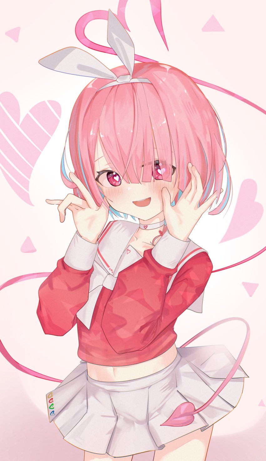 1girl, :d, absurdres, alternate_color, alternate_eye_color, alternate_hair_color, arona_(blue_archive), blue_archive