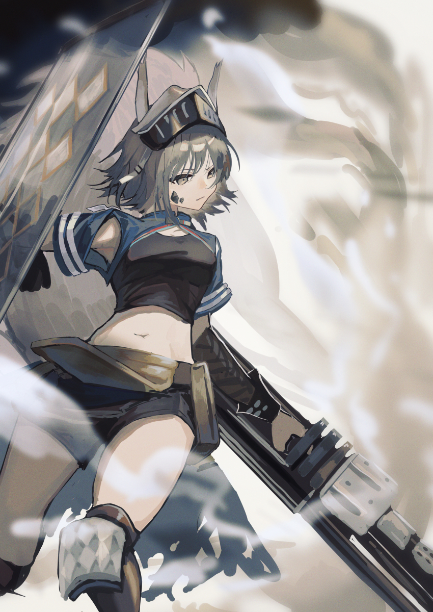 1girl, absurdres, animal_ears, arknights, armpit_cutout, armpits, ashlock_(arknights), ashlock_(elite_ii)_(arknights)