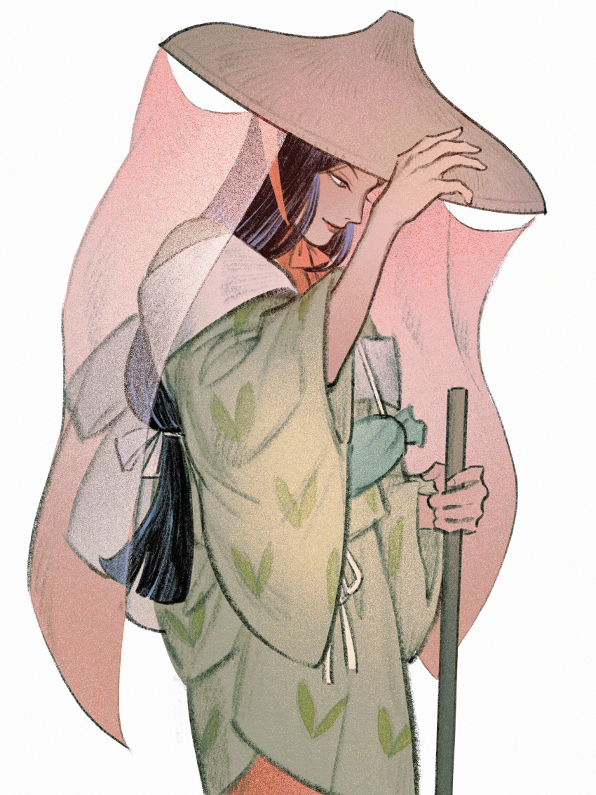 1boy, absurdres, black_hair, blunt_ends, chinstrap, closed_mouth, cowboy_shot, green_kimono