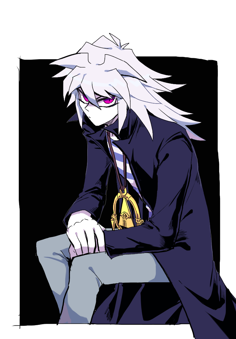 1boy, blouse, glaring, jacket, long_hair, looking_at_viewer, male_focus, millennium_ring