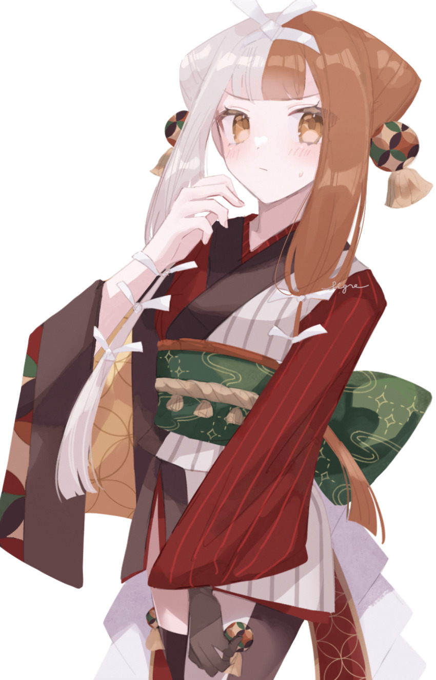 1girl, blunt_bangs, blush, breasts, brown_hair, fate/grand_order, fate_(series), hair_ornament