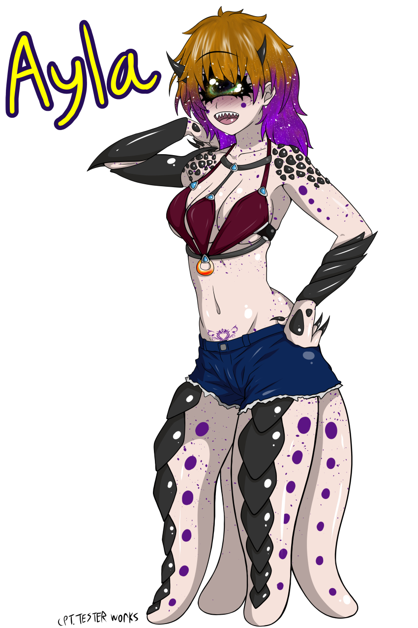 absurdres, arthropod_girl, ayla_(cpt.tester), bathhouse, bathing, bikini, breasts, choker