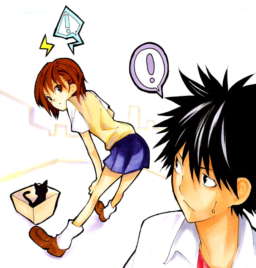 bad_id, bad_pixiv_id, black_(pixiv292030), black_hair, box, brown_eyes, brown_hair, cat