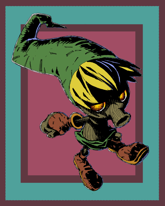 1boy, alternate_costume, alternate_form, blonde_hair, deku_link, deku_scrub, hat, honzawa_yuuichirou