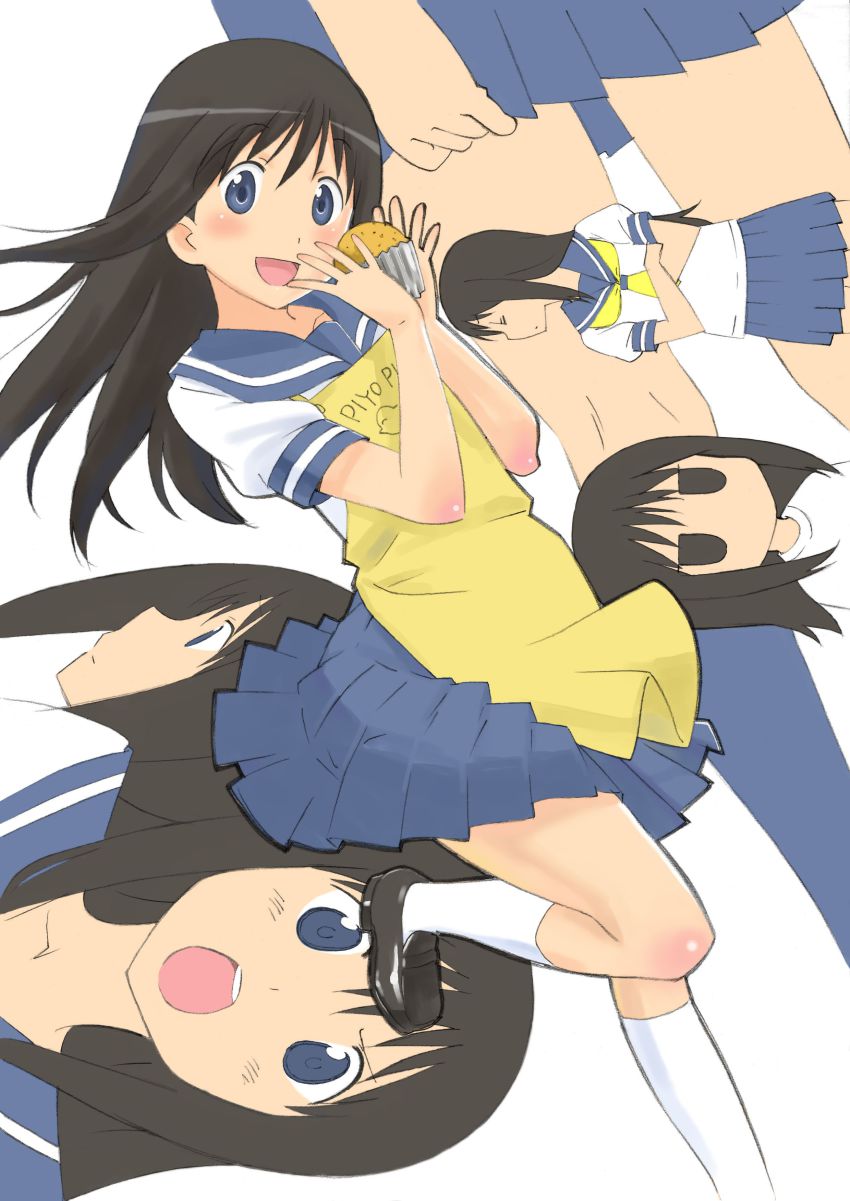 1girl, absurdres, apron, female_focus, hanamaru_youchien, highres, motomura_kouichi, school_uniform