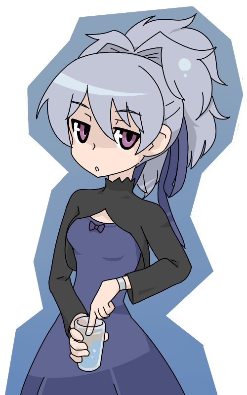 1girl, blue_dress, darker_than_black, dress, female_focus, grey_hair, hair_ribbon, ribbon