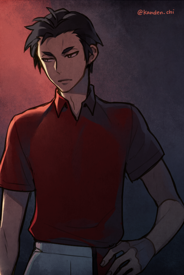 1boy, aged_down, black_eyes, black_hair, blouse, bright_pupils, closed_mouth, collared_shirt