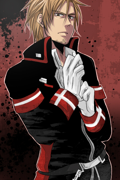 1boy, asaki_(room#102), asaki_chikun, bad_id, bad_pixiv_id, brown_hair, gloves, male_focus, malik_caesars, military, military_uniform, solo, tales_of_(series), tales_of_graces