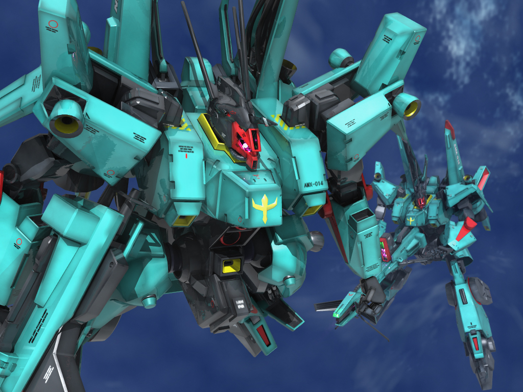 3d, beam_rifle, doven_wolf, energy_gun, gun, gundam, gundam_zz, mecha, no_humans, robot, sky, weapon