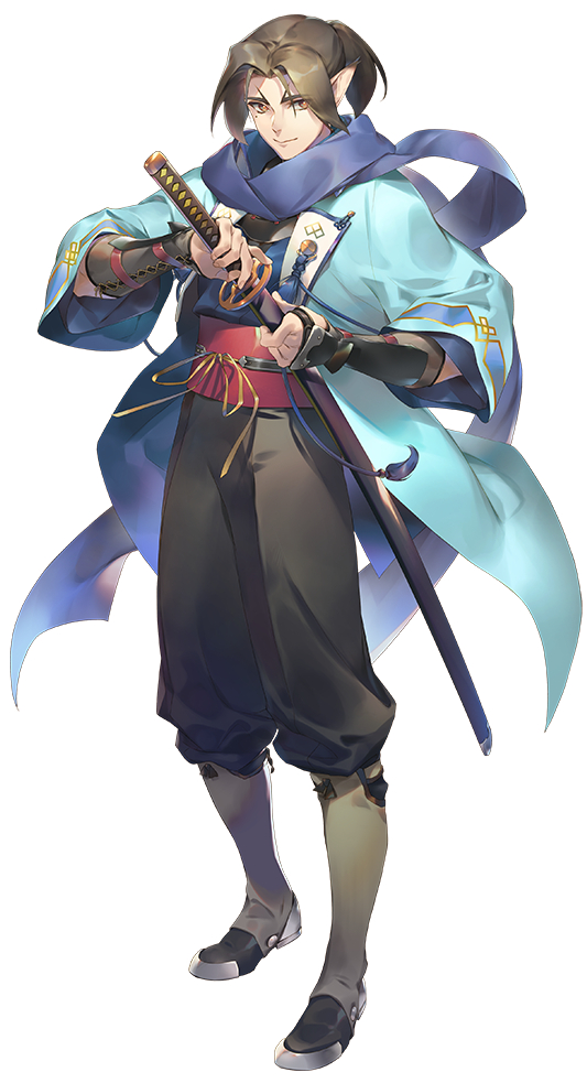 1boy, aged_down, ainu_clothes, aquaplus, blue_scarf, boots, bright_pupils, brown_eyes