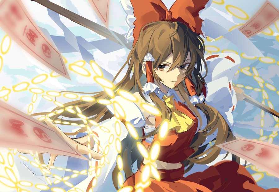 1girl, armpits, arms_up, arong, ascot, bandages, blouse, breasts