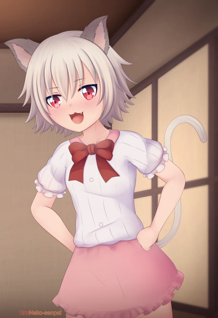 1girl, animal_ears, blush, cat_ears, cat_tail, child, commission, death_march_kara_hajimaru_isekai_kyousoukyoku