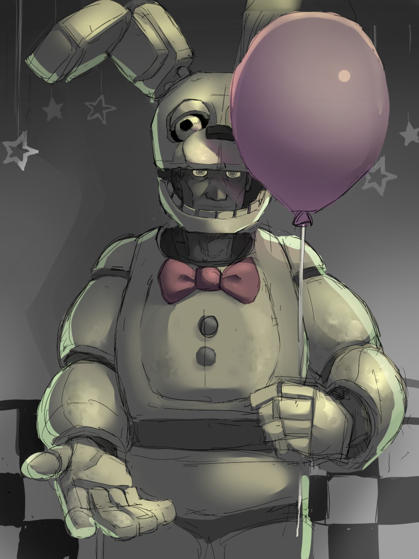 1boy, animal_costume, balloon, five_nights_at_freddy's, five_nights_at_freddy's_3, highres, holding, holding_balloon