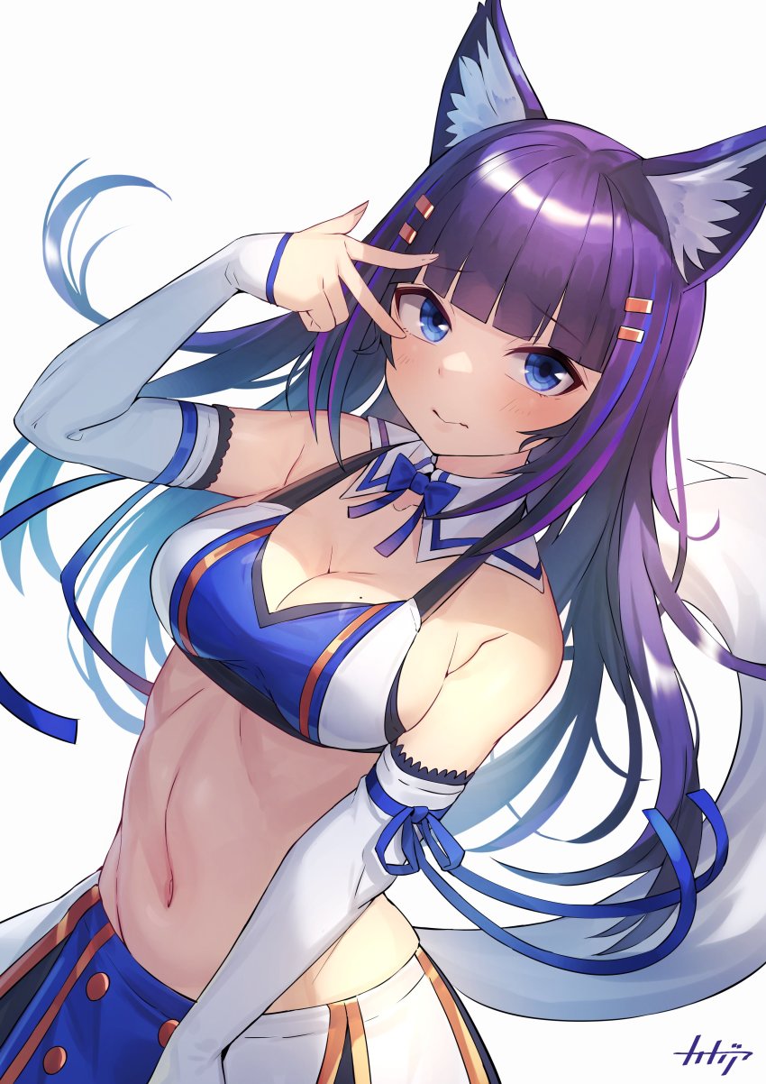 1girl, 3:, absurdres, adapted_costume, animal_ear_fluff, animal_ears, arm_up, arpeggio_kaga