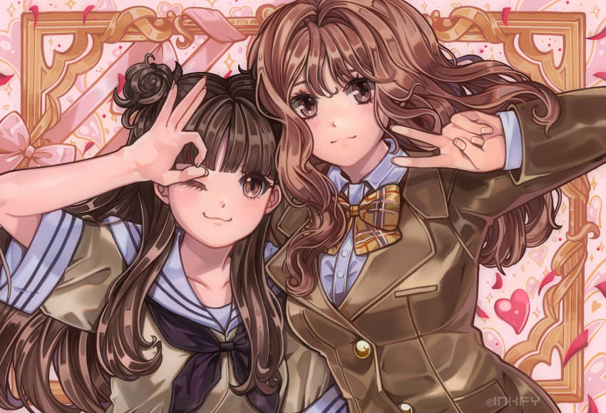 2girls, blue_reflection_(series), blue_reflection_maboroshi_ni_mau_shoujo_no_ken, highres, kinjou_yuki, miyauchi_rena, multiple_girls, school_uniform