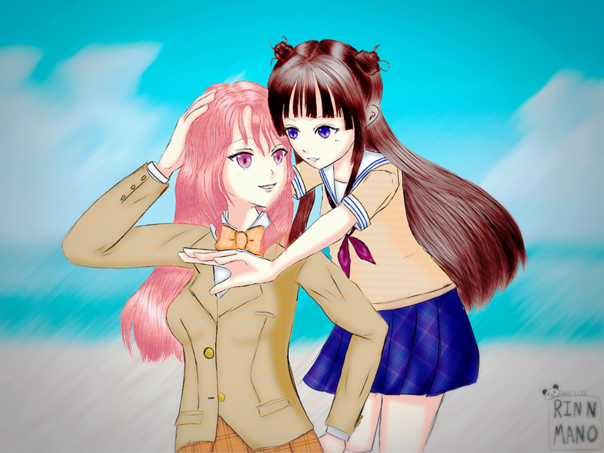 2girls, blue_reflection_(series), blue_reflection_maboroshi_ni_mau_shoujo_no_ken, female_focus, highres, kinjou_yuki, miyauchi_rena, multiple_girls