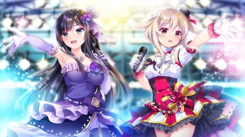 1boy, 1girl, :d, blouse, blurry, blurry_background, blush, brown_hair