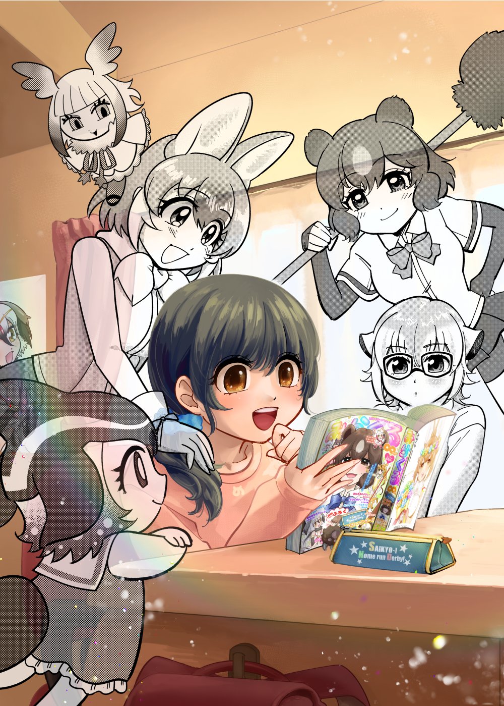 animal_ears, bear_ears, bear_girl, paw_stick, bear_tail, bird_tail, blowhole, blunt_bangs