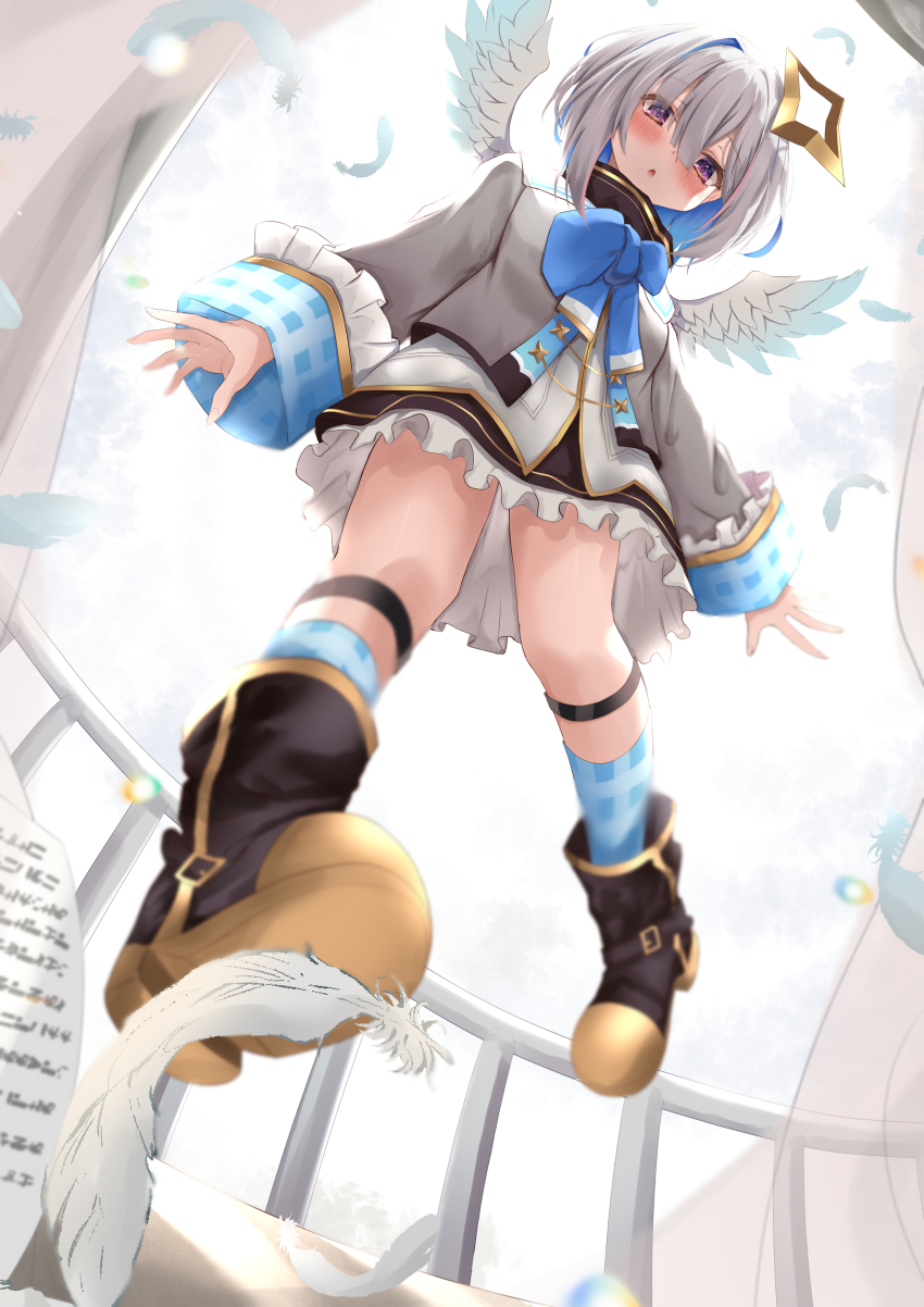 1girl, absurdres, aiguillette, amane_kanata, amane_kanata_(1st_costume), angel, angel_wings, azuremo
