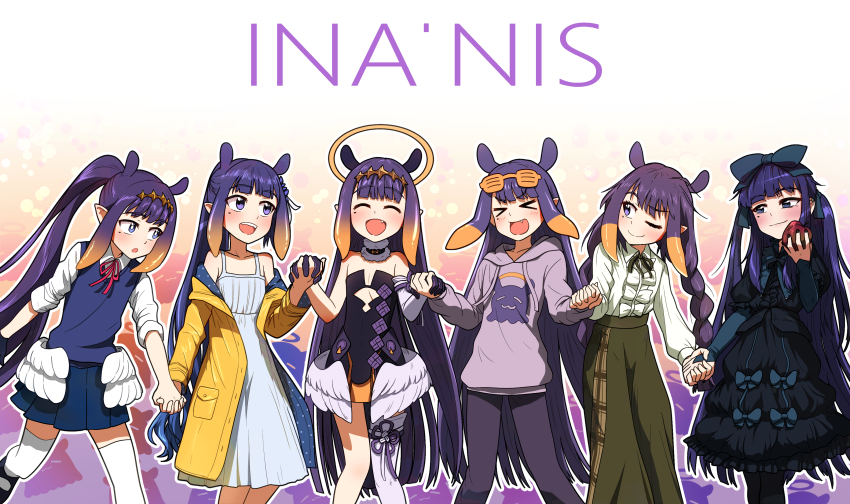 >_<, 1girl, :o, ;), ^_^, ^o^, absurdres, black_thighhighs