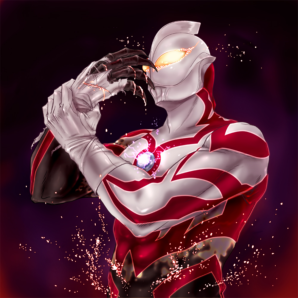 1boy, alien, beeno21, black_bodysuit, bodysuit, claws, color_timer, dark_persona