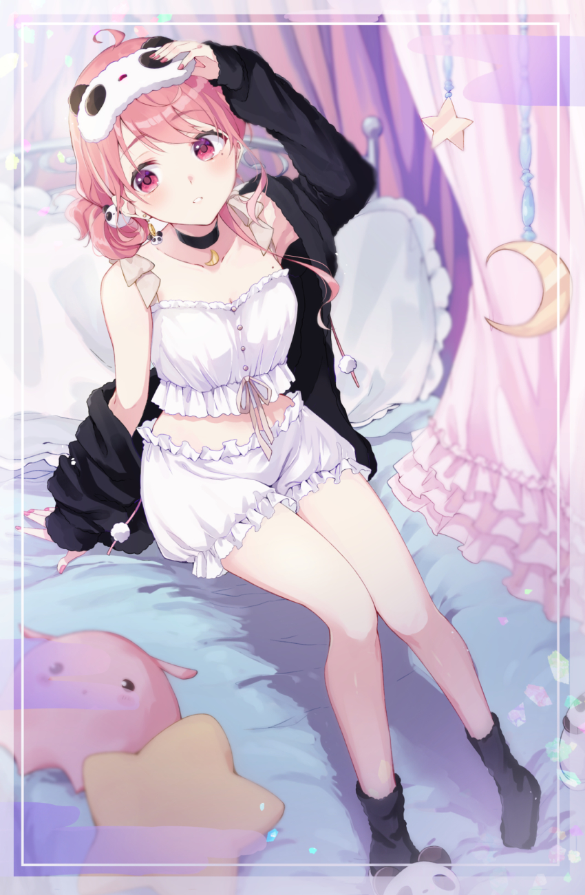 1girl, alternate_costume, black_choker, black_footwear, black_sweater, bloomers, choker, collarbone