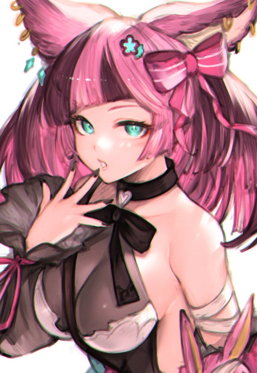 1girl, animal_ears, aqua_eyes, backless_dress, backless_outfit, bad_id, bad_twitter_id, bare_shoulders