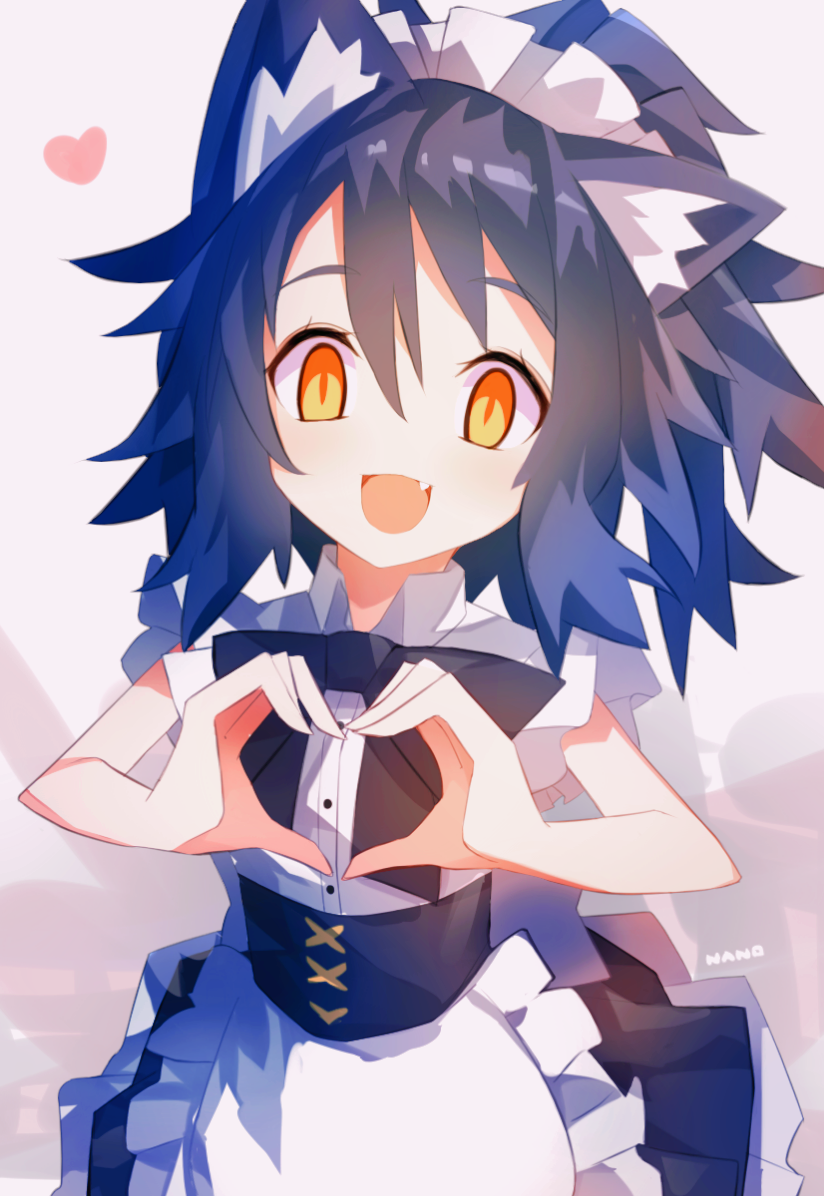 1girl, alternate_costume, animal_ears, apron, black_hair, cat_ears, disgaea, enmaided